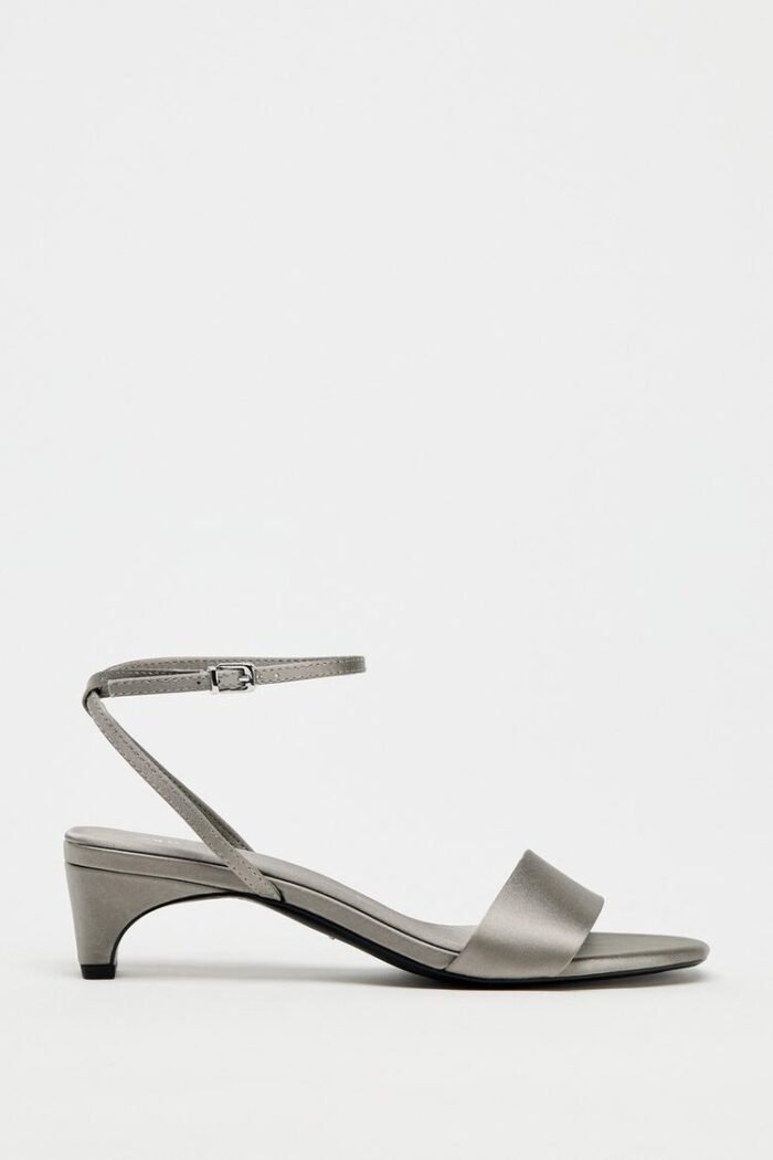 Zara Satin Low Heel Strappy Sandals - Z0148