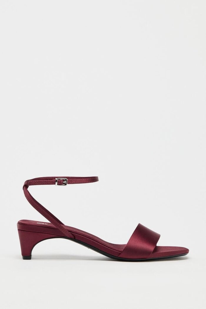 Zara Satin Low Heel Strappy Sandals - Z0148