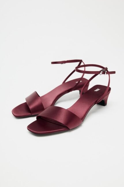 Zara Satin Low Heel Strappy Sandals - Z0148