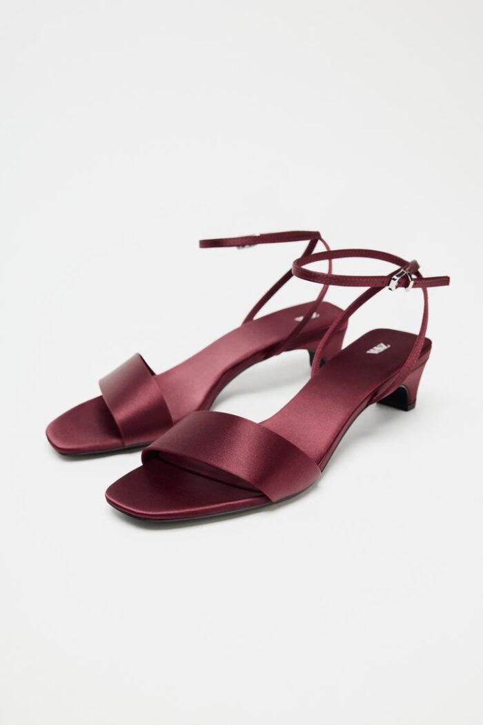 Zara Satin Low Heel Strappy Sandals - Z0148