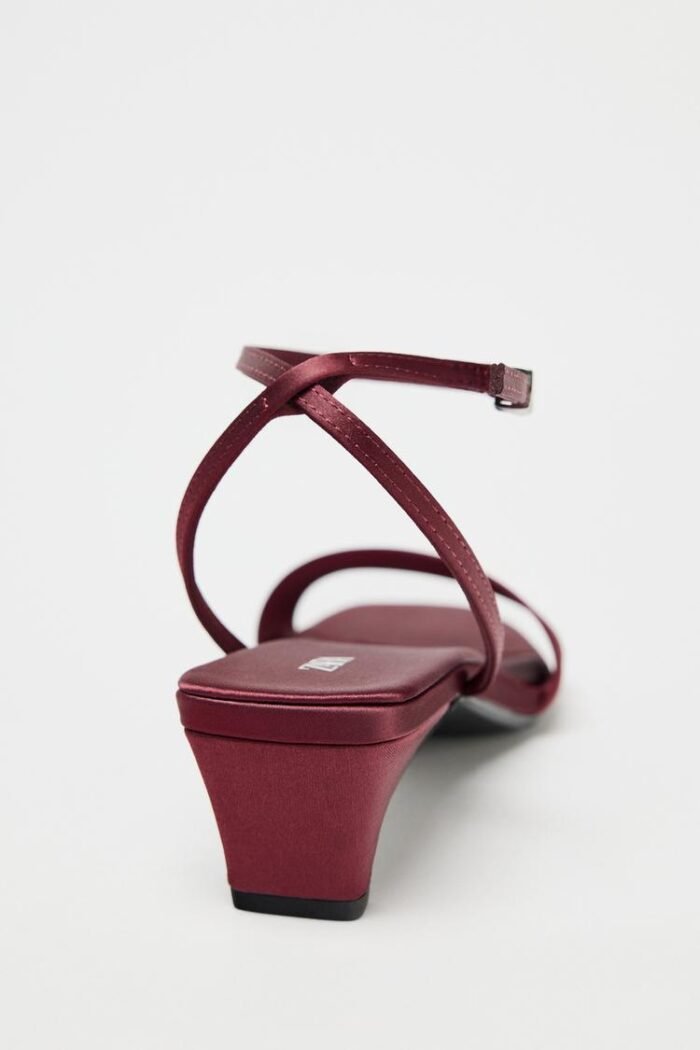 Zara Satin Low Heel Strappy Sandals - Z0148