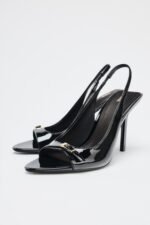 Zara-Inspired Patent Buckle Slingback Heels 11 cm - z0144