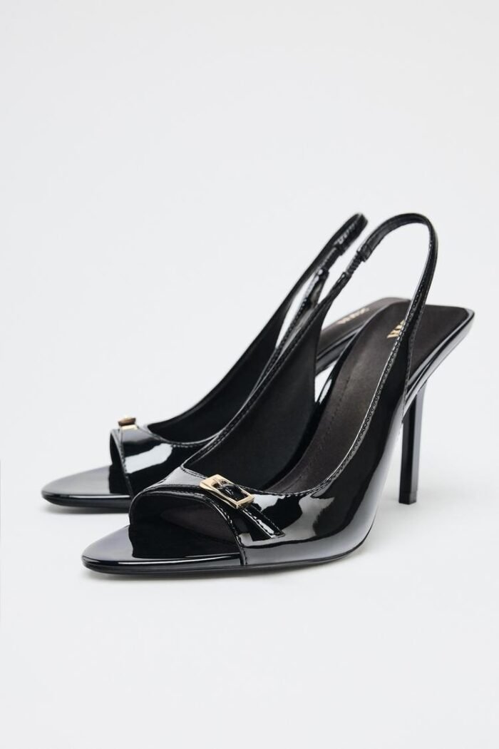 Zara-Inspired Patent Buckle Slingback Heels 11 cm - z0144