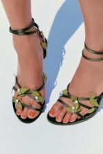 Zara Women's Leaf Embellished Ankle Strap Heels - Z0146