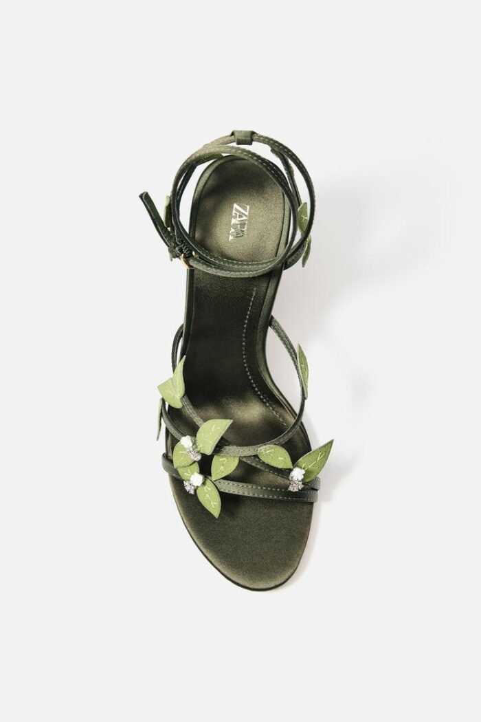Zara Women's Leaf Embellished Ankle Strap Heels - Z0146
