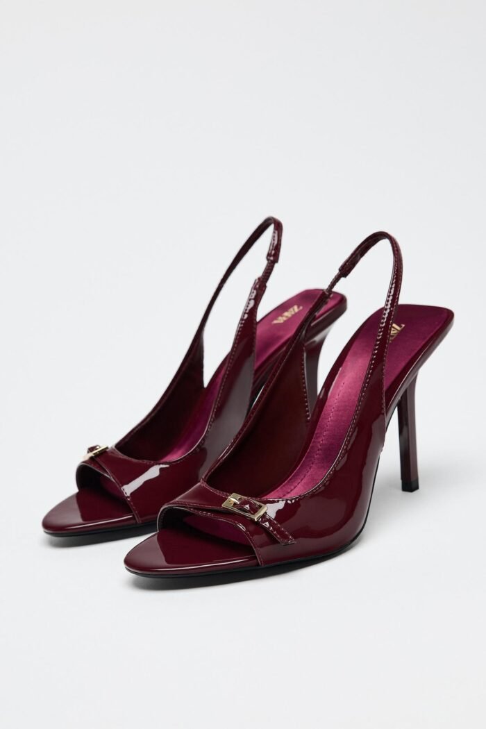 Zara-Inspired Patent Buckle Slingback Heels 11 cm - z0144