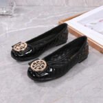 Women's Quilted Patent Leather Ballet Flats - NS0063
