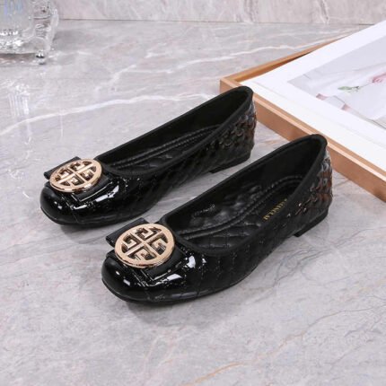 Women's Quilted Patent Leather Ballet Flats - NS0063 