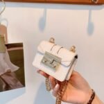 mini bag with a Gold chain strap and a crocodile-patterned - BA004