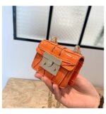 mini bag with a Gold chain strap and a crocodile-patterned - BA004