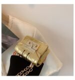 mini bag with a Gold chain strap and a crocodile-patterned - BA004