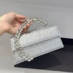 Elegant Satin Evening Clutch Bag with Crystal Handle - BA0017