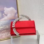 Elegant Satin Evening Clutch Bag with Crystal Handle - BA0017
