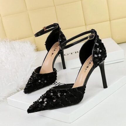Pumps with Sequin High Heels 10cm - B0087