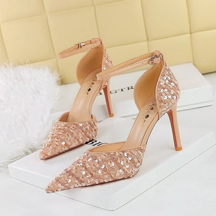 Pumps with Sequin High Heels 10cm - B0087