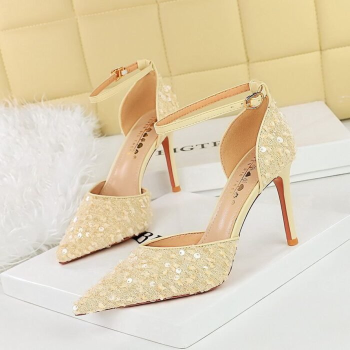 Pumps with Sequin High Heels 10cm - B0087