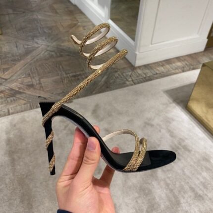 Dazzling Crystal Snake Strap Heels 10cm - NN007