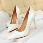 BIGTREE Women's Classic Patent Leather Pumps heel - B0020