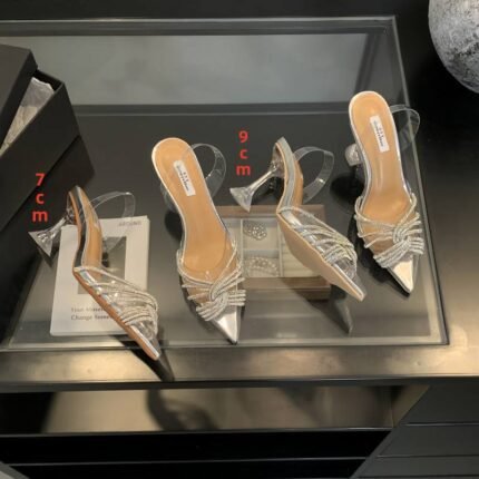 Silver Crystal Embellished Toe High 10cm Heels- X0006  