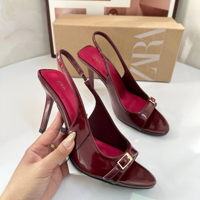 Zara-Inspired Patent Buckle Slingback Heels 11 cm - z0144