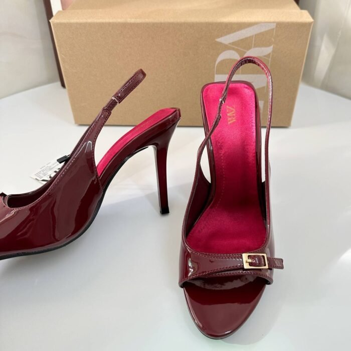 Zara-Inspired Patent Buckle Slingback Heels 11 cm - z0144