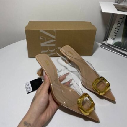 Slingback Heels with Gold Buckle 5cm - Z0147