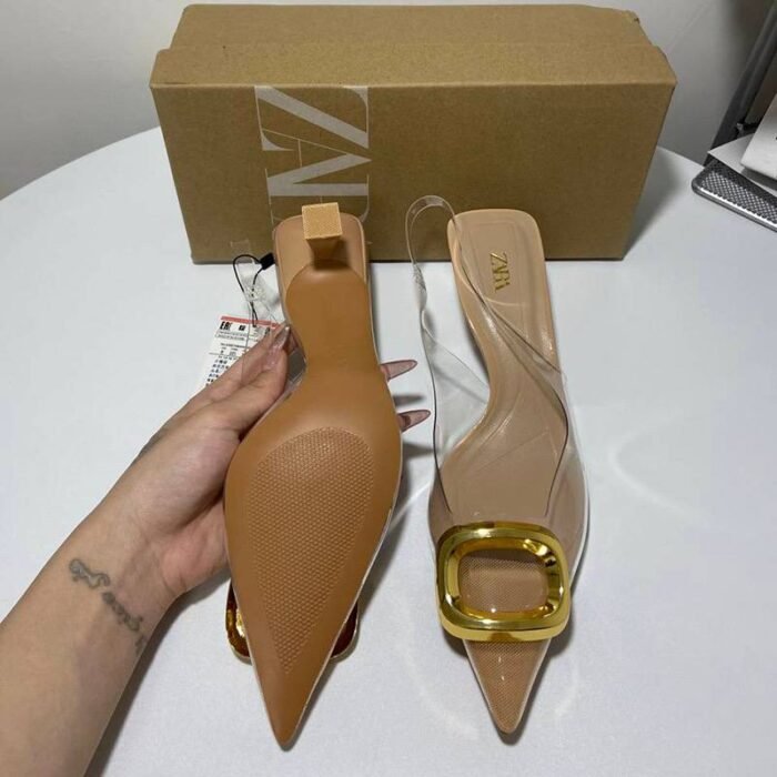 Slingback Heels with Gold Buckle 5cm - Z0147