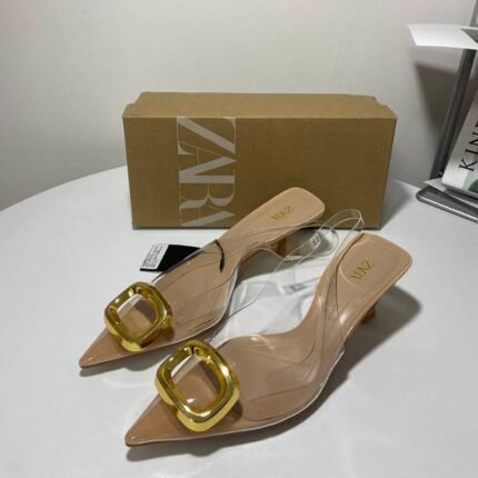 Slingback Heels with Gold Buckle 5cm - Z0147