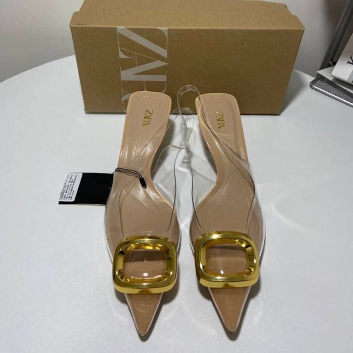 Slingback Heels with Gold Buckle 5cm - Z0147