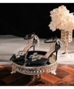 Elegant Glitter Bridal Heels with Crystal Butterfly N0005