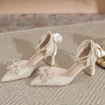 Elegant Lace Pearl Wedding Shoes for Women 6cm heel- N0195