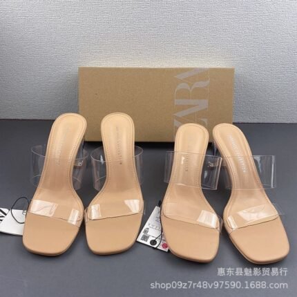 Zara Basic Collection Transparent Heel Sandals for Women - Z0021