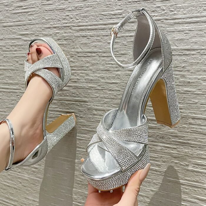 Sparkling Heels for Women 12cm Block Heel - N0218 