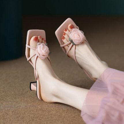 Elegant Floral Decor Low Heel Sandals for Women - N0200