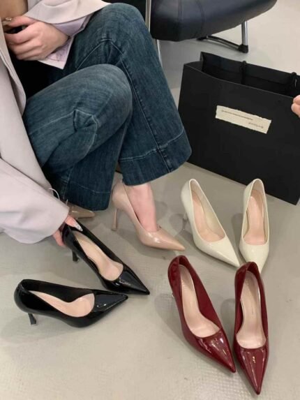 Elegant Pointed Toe Patent Leather Pumps 9cm Heel - X0110