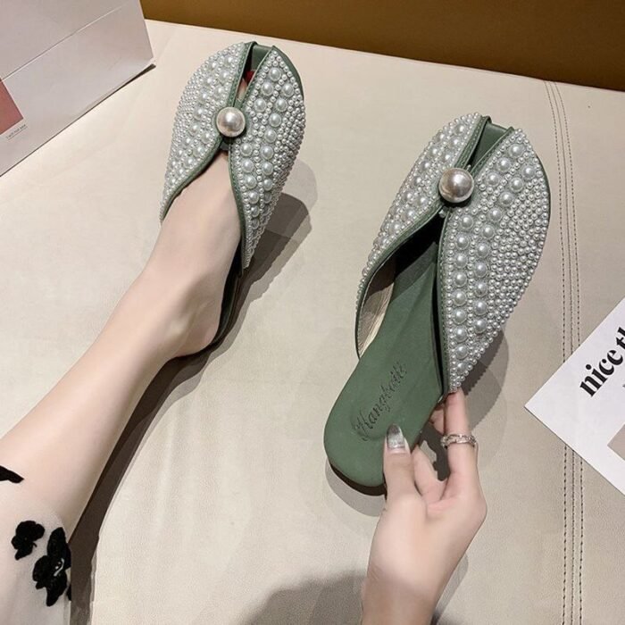 Elegant Pearl Embellished Slippers - NS0038
