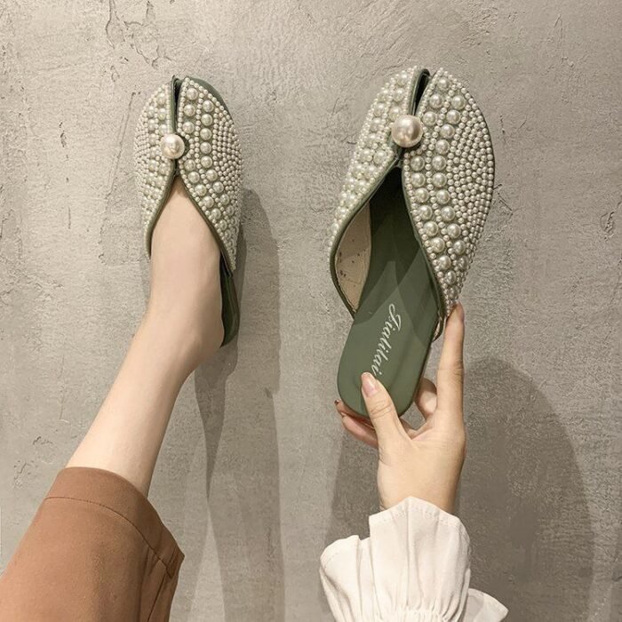 Elegant Pearl Embellished Slippers - NS0038