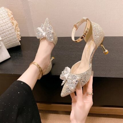 Glamour Glitter Ankle Strap Pumps - N0284 