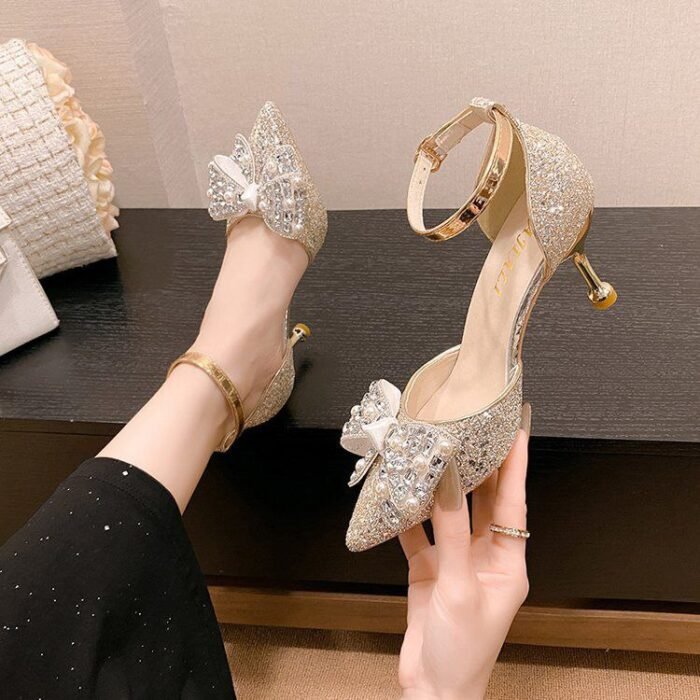 Glamour Glitter Ankle Strap Pumps - N0284 