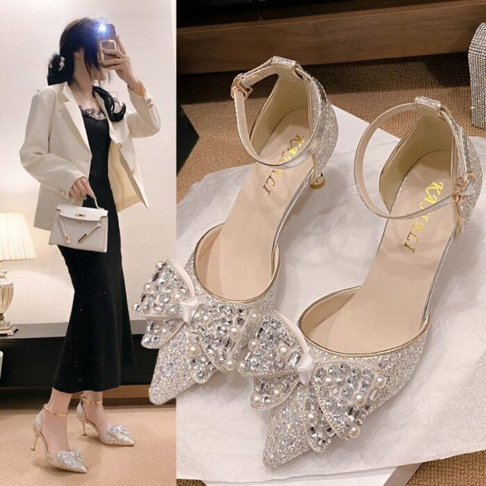 Glamour Glitter Ankle Strap Pumps - N0284 