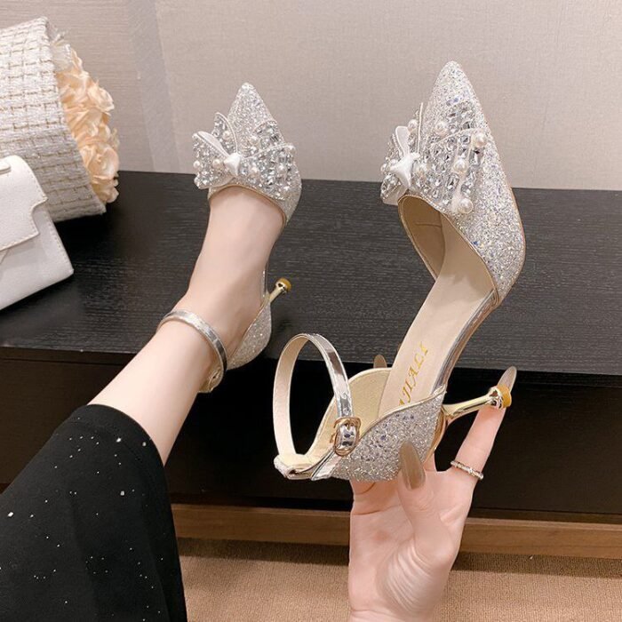 Glamour Glitter Ankle Strap Pumps - N0284 