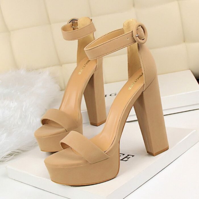 BIGTREE Chunky Block High Heels - B0004