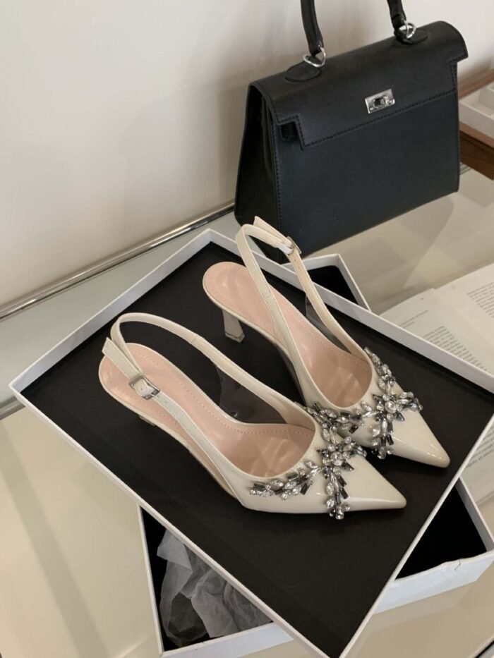 Elegant Crystal Embellished Slingback Heels - X0082