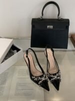 Elegant Crystal Embellished Slingback Heels - X0082
