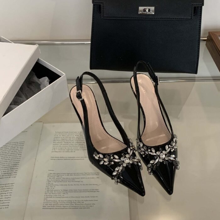 Elegant Crystal Embellished Slingback Heels - X0082