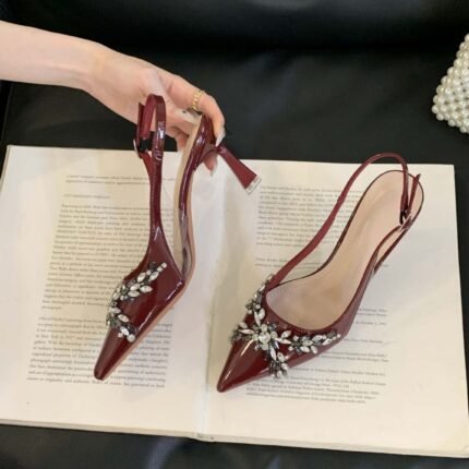 Elegant Crystal Embellished Slingback Heels - X0082