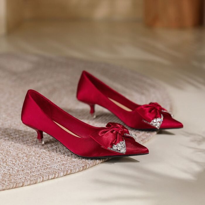 Elegant Low Heel Wedding Pumps - N0112