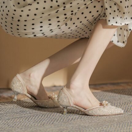 Elegant Sequin Embellished Kitten Heel Pumps - N0211 