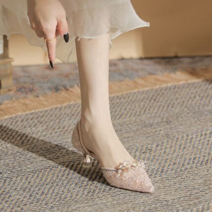 Elegant Sequin Embellished Kitten Heel Pumps - N0211