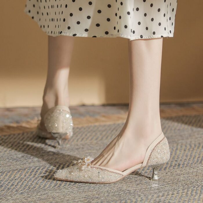 Elegant Sequin Embellished Kitten Heel Pumps - N0211 